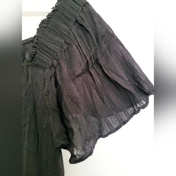 Zac&Rachel Women Top Blouse Cotton/Rayon Layered Square Neck Flowy Black 1X - Picture 8 of 16